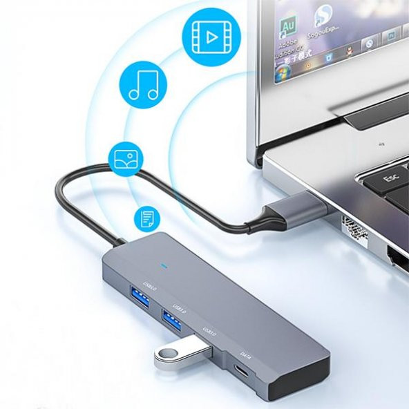 Coofbe 4in1 USB3.0 Hub Type-C Dönüştürücü Çoğaltıcı USB to Typce Dönüştürücü USB Çoğaltıcı Adaptör - 5