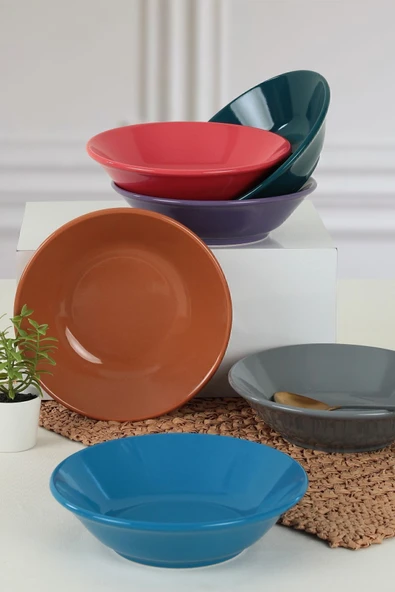 Keramika Mixed Hitit Yemek Tabağı 18 Cm 6 Adet - 406/620 - Resim 2