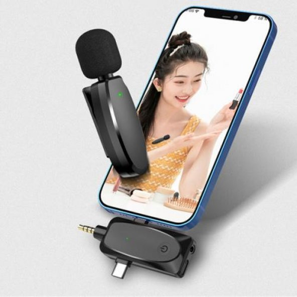 Coofbe 70mAh 2.4GHz 120MT Gürültü Önleyici Kablosuz Yaka Mikrofonu 3in1 3.5MM Type-C İphone Mikrofon - 3