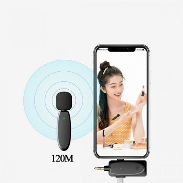 Coofbe 70mAh 2.4GHz 120MT Gürültü Önleyici Kablosuz Yaka Mikrofonu 3in1 3.5MM Type-C İphone Mikrofon - 5