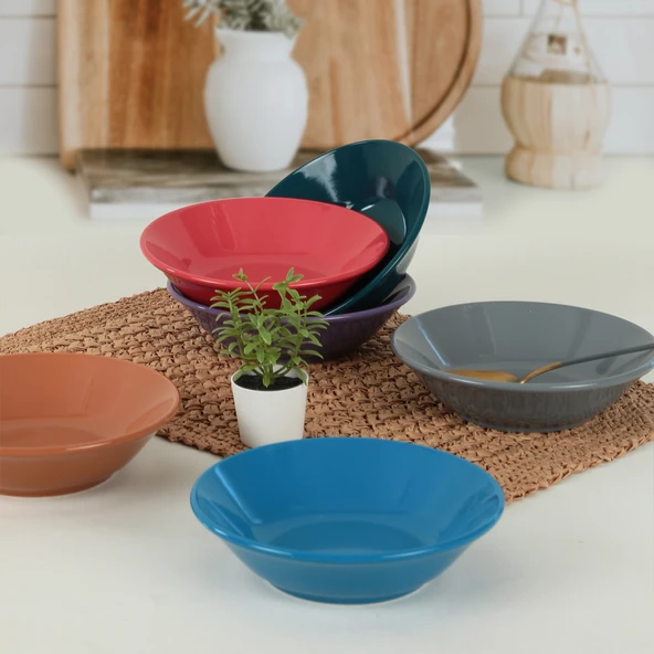 Keramika Mixed Hitit Yemek Tabağı 18 Cm 6 Adet - 406/620 - 2