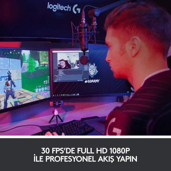 Logitech C922 Full HD 1080p Yayıncılar için Profesyonel Web Kamerası - Siyah - 4