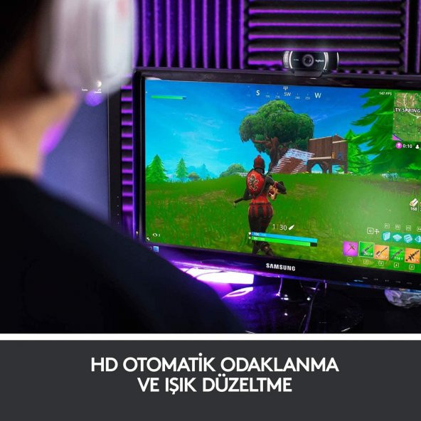 Logitech C922 Full HD 1080p Yayıncılar için Profesyonel Web Kamerası - Siyah - 5