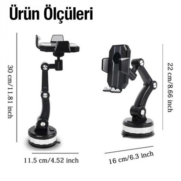 Coofbe Robotic 2İN1 Araç İçi Torpido Üzeri Telefon Tutucu Araç Ön Cam Telefon Tutucu Teleskopic - 5