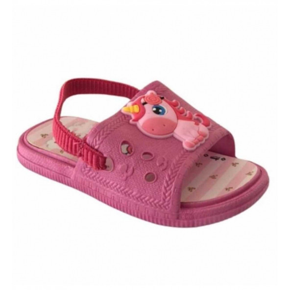 Unicorn Baskılı Kız Bebek Sandalet