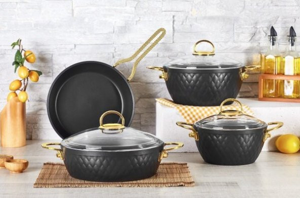 Remetta Granit Carla Gold 7 Parça Tencere Seti