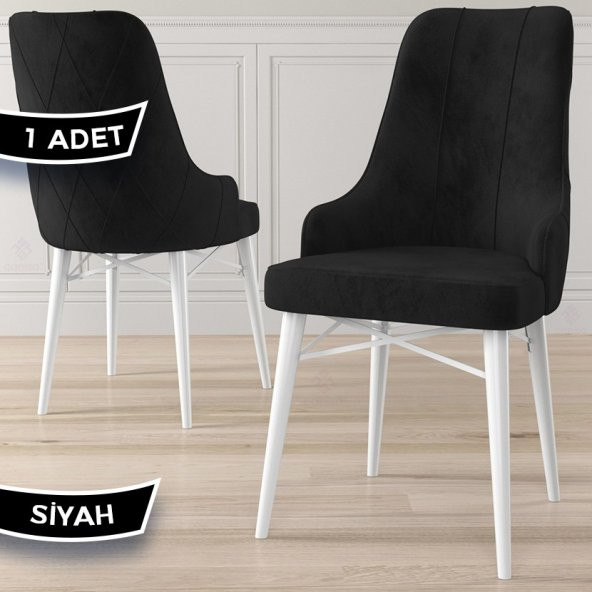 Neta Serisi 1 Adet Mutfak Sandalyesi Beyaz Gürgen Ayaklı 1.sınıf Babyface Kumaş Sandalye