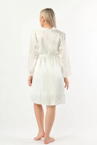 Pierre Cardin Kadın Saten Gecelik Sabahlık Takım-13784 - 6