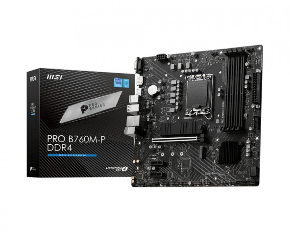 MB PRO B760M-P DDR4 SOKET 1700 DDR4 5333MHZ (OC) PCI-E Gen4 2X M.2 USB3.2 DP HDMI 1x2.5G LAN ATX