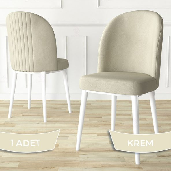 Aste Serisi 1 Adet Mutfak Sandalyesi Metal Beyaz İskeletli 1. Sınıf Babyface Kumaş