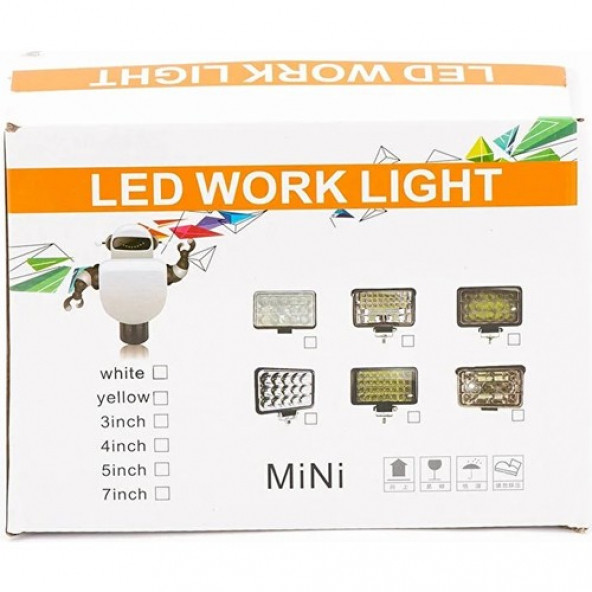 3 Mod 60W Vurgu Spot Lambası Dikdörtgen Kombo Off Road Tekne Çalışma Ledi Sisfarı - Turuncu - Beyaz AA157 - 2