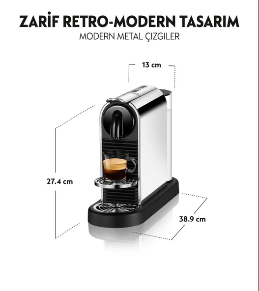 Nespresso D140 Citiz Platinum,Paslanmaz Çelik Kapsüllü Kahve Makinesei - 4