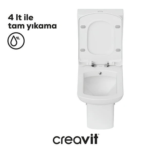 Creavit Lara Beyaz Kanallı Duvara Sıfır Klozet Takım LR360, Creavit Lara Yavaş Kapak - 7