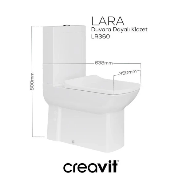 Creavit LR360 Duvara Sıfır Kanallı Klozet, Creavit Yavaş Kapak - 3