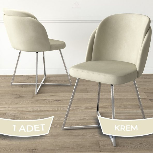 Pape Serisi 1 Adet Mutfak Sandalyesi Çift Papel Metal Gümüş Ayaklı Babyface Kumaş