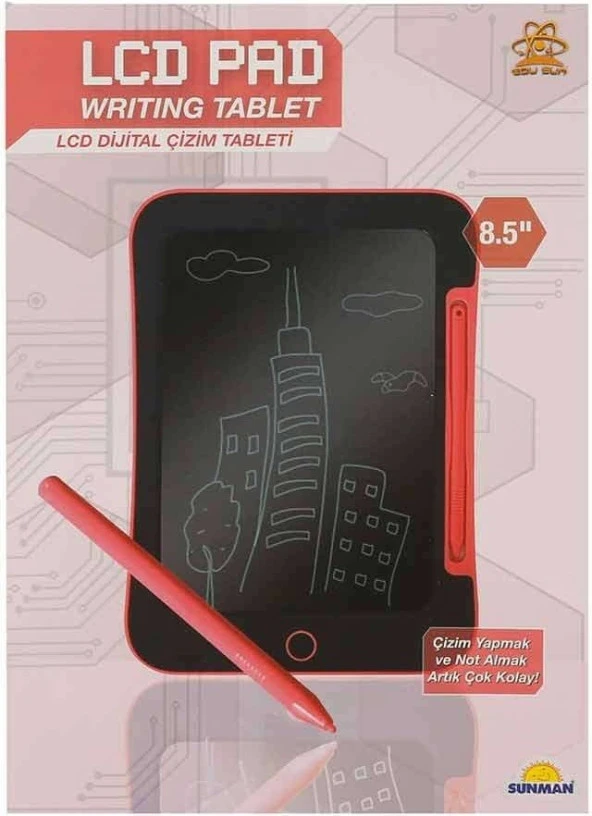 Edu Sun Kırmızı 8,5&quot LCD Dijital Çizim Tableti - 3