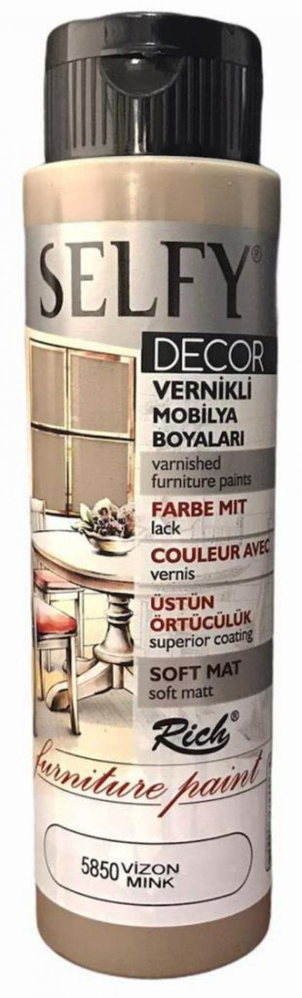 Rich Selfy Decor Vernikli Boya 500cc Vizon 5850 ürün görseli 1