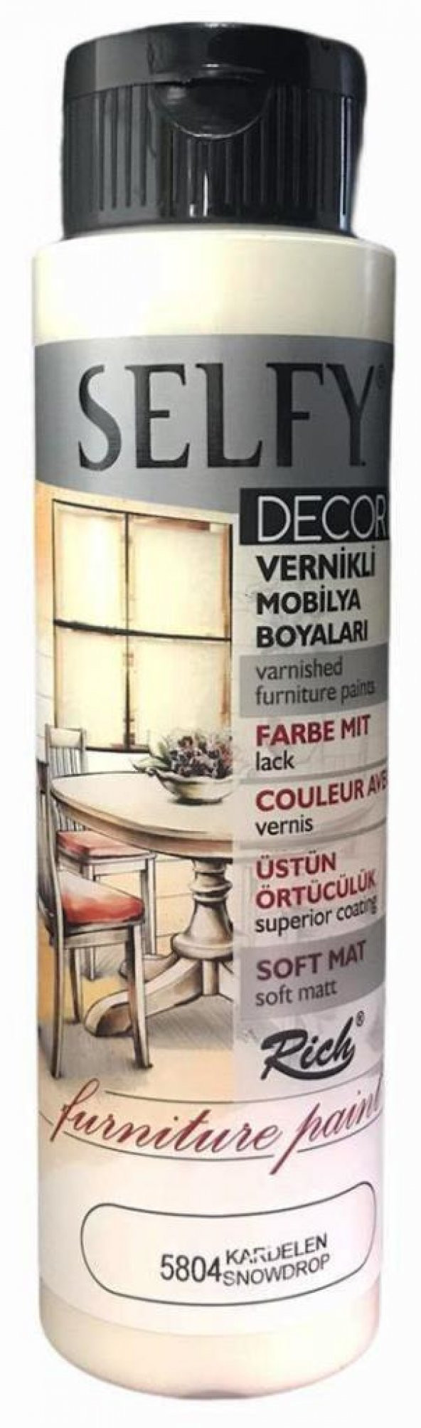 Rich Selfy Decor Vernikli Boya 500cc Kardelen 5804 ürün görseli 1