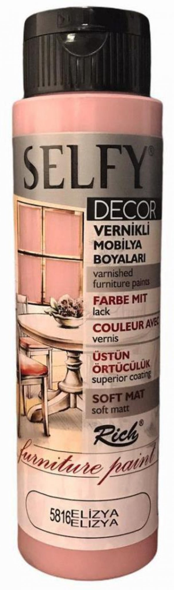 Rich Selfy Decor Vernikli Boya 500cc Elizya 5816 ürün görseli 1