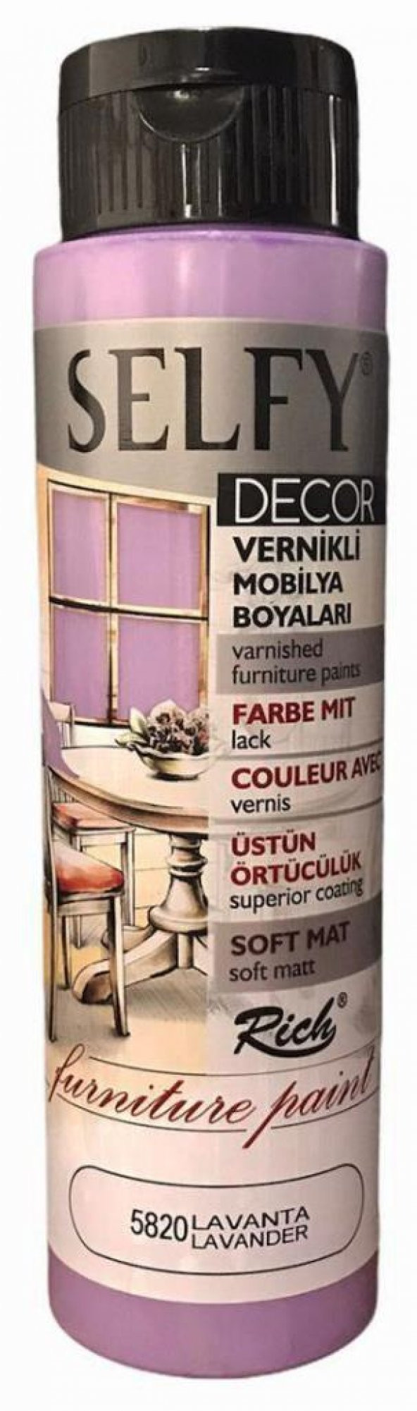 Rich Selfy Decor Vernikli Boya 500cc Firuze 5820 ürün görseli 1