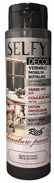 Rich Selfy Decor Vernikli Boya 500cc Antrasit 5872 ürün görseli 1