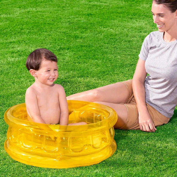 Şişme Bebek Havuzu Şeffaf Sarı 64 cm x 25 cm  51112 - 3