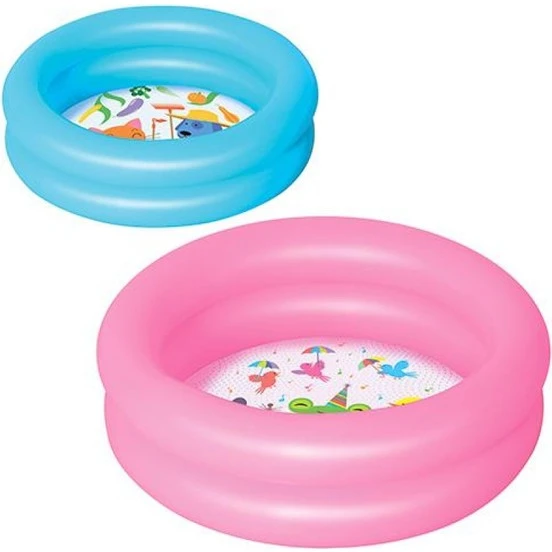 Şişme Bebek Havuzu 61x15 2 Halkalı Pembe 51061 - 2