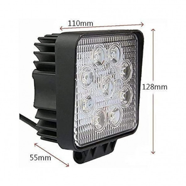 26W Kare 9 Ledli Sis Farı Off Road Çalışma Tekne Lambası EE114 FOKE-2 - 2