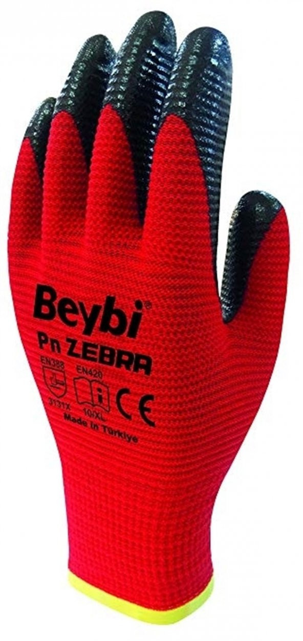 BEYBİ PN5 ZEBRA POLYESTER ÖRME NİTRİL ELDİVEN - 2