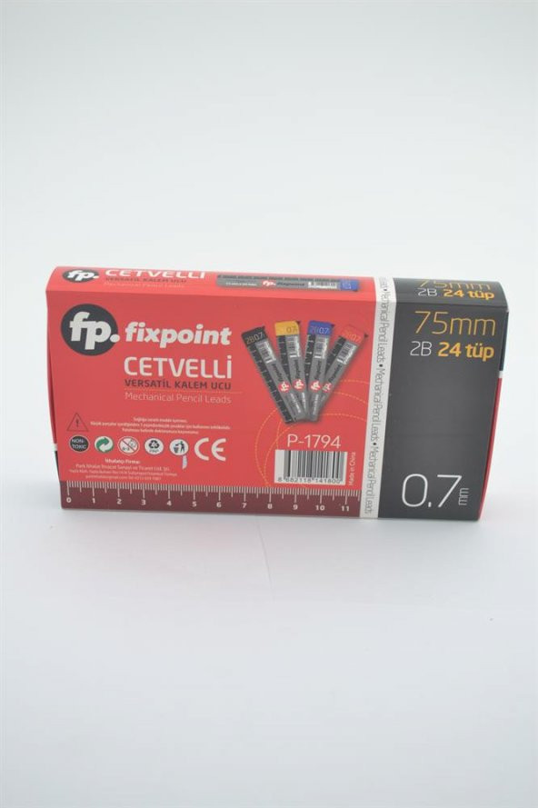 FİXPOİNT CETVELLİ UÇLU KALEM UCU 75 mm 2B  0.7 mm 24 TÜP - 2