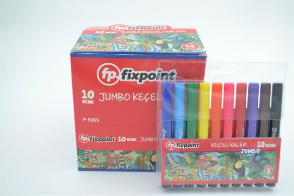 FİXPOİNT JUMBO KEÇELİ KALEM 12 PAKET 10 RENK