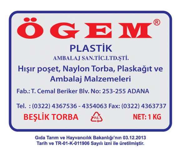 ÖGEM ŞARKÜTERİ POŞET TORBA 30X52 250 ADET