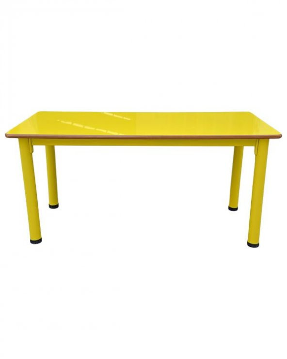 Çocuk Çalışma Masası Kreş - Anaokulu Ahşap Etkinlik Masası Silinebilir Sarı