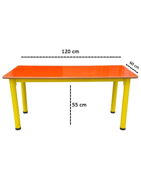 Çocuk Çalışma Masası Kreş - Anaokulu Ahşap Etkinlik Masası Silinebilir Turuncu - 3
