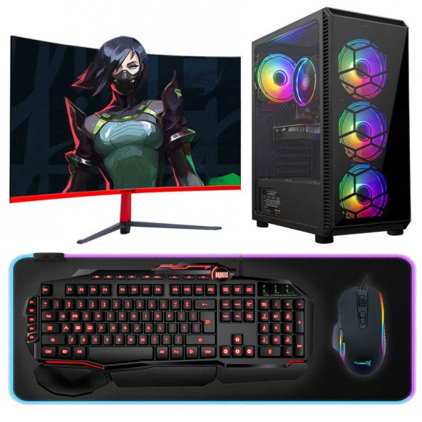 Turbox Tx3949 i5 3470 16GB Ram 512GB NVMe 4GB GT740 GDDR5 27 inç Curved RGB Sistem Oyun Bilgisayarı