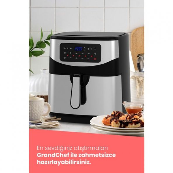 GOLDMASTER GM-7497 GRANDCHEF 9.2 LİTRE INOX GENİŞ HAZNELİ 3XL DOKUNMATİK 10 ÖN AYARLI AİRFRYER SICAK HAVA FRİTÖZÜ - 4