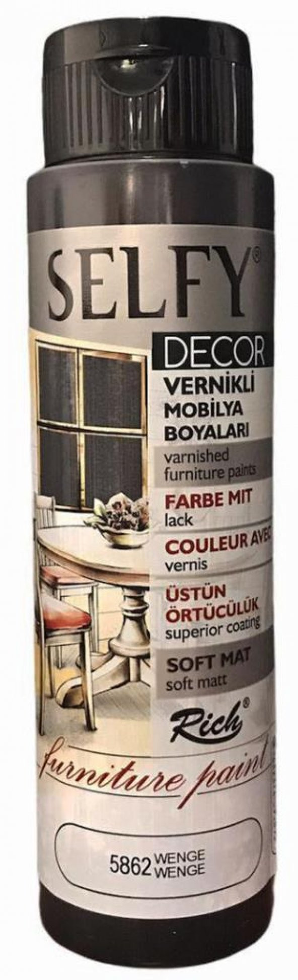Rich Selfy Decor Vernikli Boya 500cc Wenge 5862 ürün görseli 1
