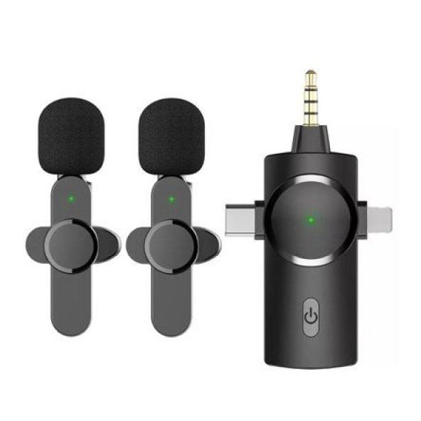 DAYTONA K9-C2 Type-C+iPHONE+3,5mm 2liYAKAMİKROFON KABLOSZ (Gir:Lightning+Tip-C+3,5mm=>Çık:2MİKROFON)