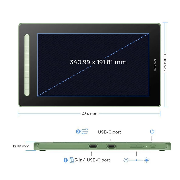XP-Pen Artist 16 2nd Generation Grafik Ekran Tablet Yeşil - 6