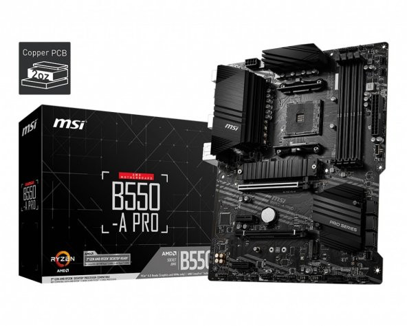 MSI B550-A PRO AM4 DDR4 4400 (OC) HDMI DP M.2 USB3.2 ATX
