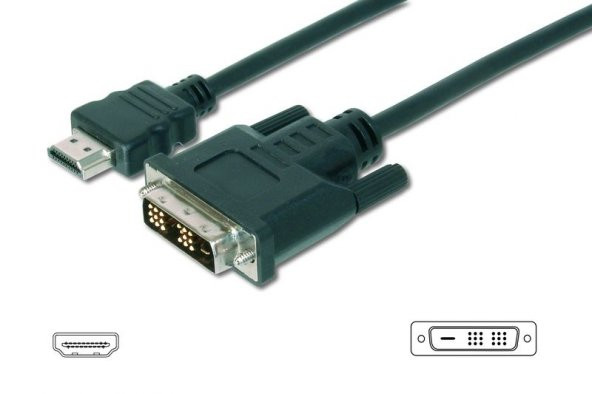 ASSMANN HDMI adaptör kablosu, Tip A-DVI (18+1) M/M, 5,0m, Full HD, bl AK-330300-050-S