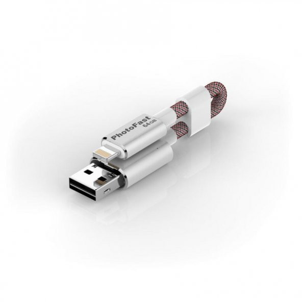PhotoFast MemoriesCable GEN3 64GB Lightning/USB 3.0 Şarj Kablolu i-FlashDrive (Gümüş) MCG3U3R64GB