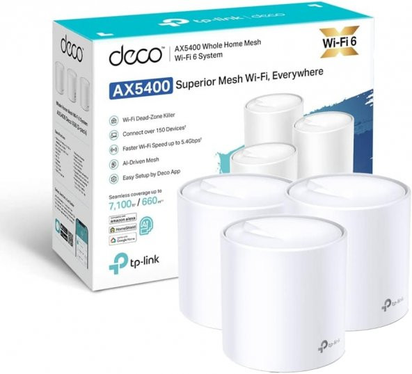 Deco X60 (3-pack) AX5400 Whole Home Mesh Wi-Fi 6 System