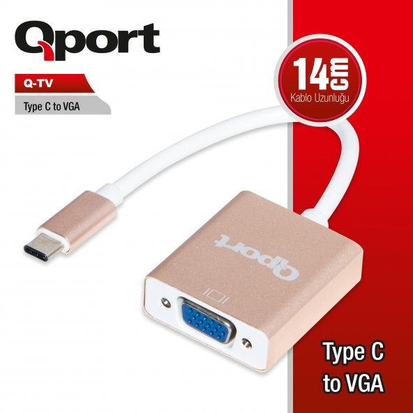 Q-TV Q-TV TYPE-C (M) TO VGA (F) 1920*1080P 60 HZ CONVERTER ÇEVİRİCİ DÖNÜŞTÜRÜCÜ