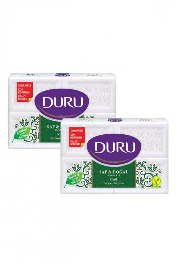 DURU SAF VE DOĞAL KLASİK BEYAZ SABUN KOKULU BANYO SABUNU 4x150 GR  (2 ADET)