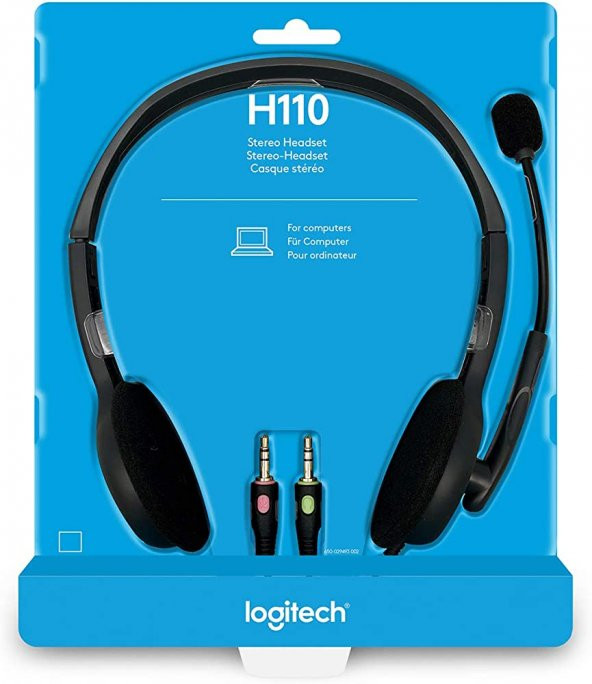 LOGITECH H110 Stereo Mikrofonlu Çift Jak Kablolu Kulaklık (981-000271)