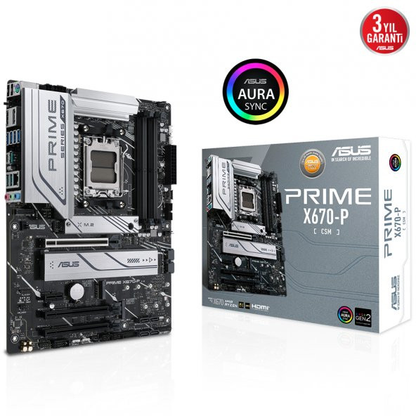 PRIME X670-P-CSM AMD X670 AM5 DDR5 6400 DP HDMI 3X M2 USB3.2 AURA RGB 2.5GBİT LAN ATX  5X PROTECTION III ÜCRETSİZ UZAKTAN YÖNETİM YAZILIMI