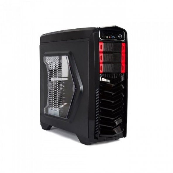 G901BR GAME PSU suz 1x12CM FAN MIDI TOWER PENCERELİ 1xUSB2.0/1xUSB3.0 1xAUDIO SİYAH KIRMIZI KASA