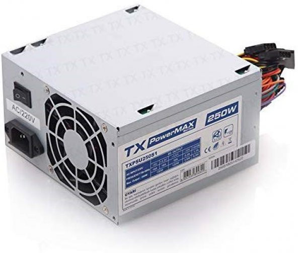 PSU250S1 250W ,8cm Fan On-Off düğmeli 20+4 Pin 2x IDE/SATA güç kaynağı