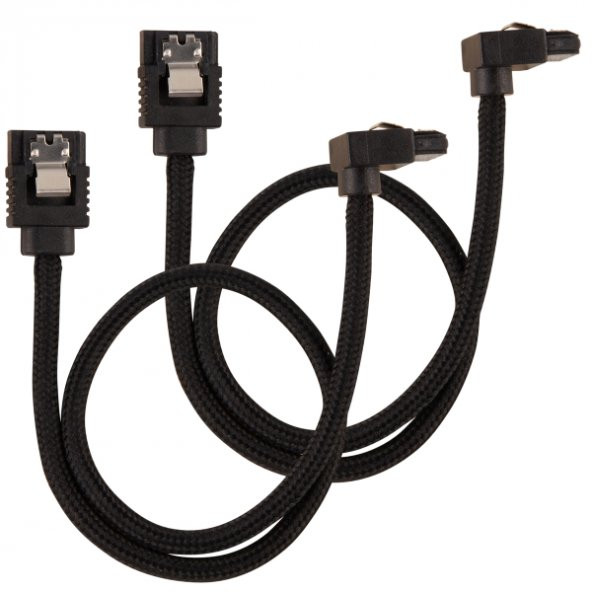 CORSAIR CC-8900278 Premium Sleeved SATA 6Gbps 30cm 90 Connector Cable  Black